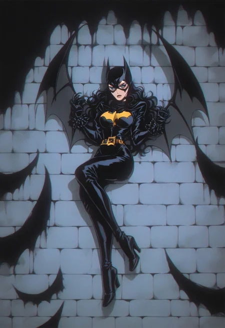 /1/ score_9, score_8_up, score_7_up, score_6_up, score_5_up, score_4_up, score_9, score_8_up, score_7_up, lineart,manga, retroscifi,/2/ /3/ 1woman, long hair, batgirl, horror, scary, round breasts, breasts together, cleavage, posing, gothic background, at night, /6/, shadow background, rating_explicit