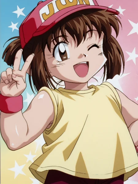 detailed background, shiny skin, posing, rating safe,
<lora:sagajun.pony:1.0>,
sagajun,
one eye closed, v, peace,