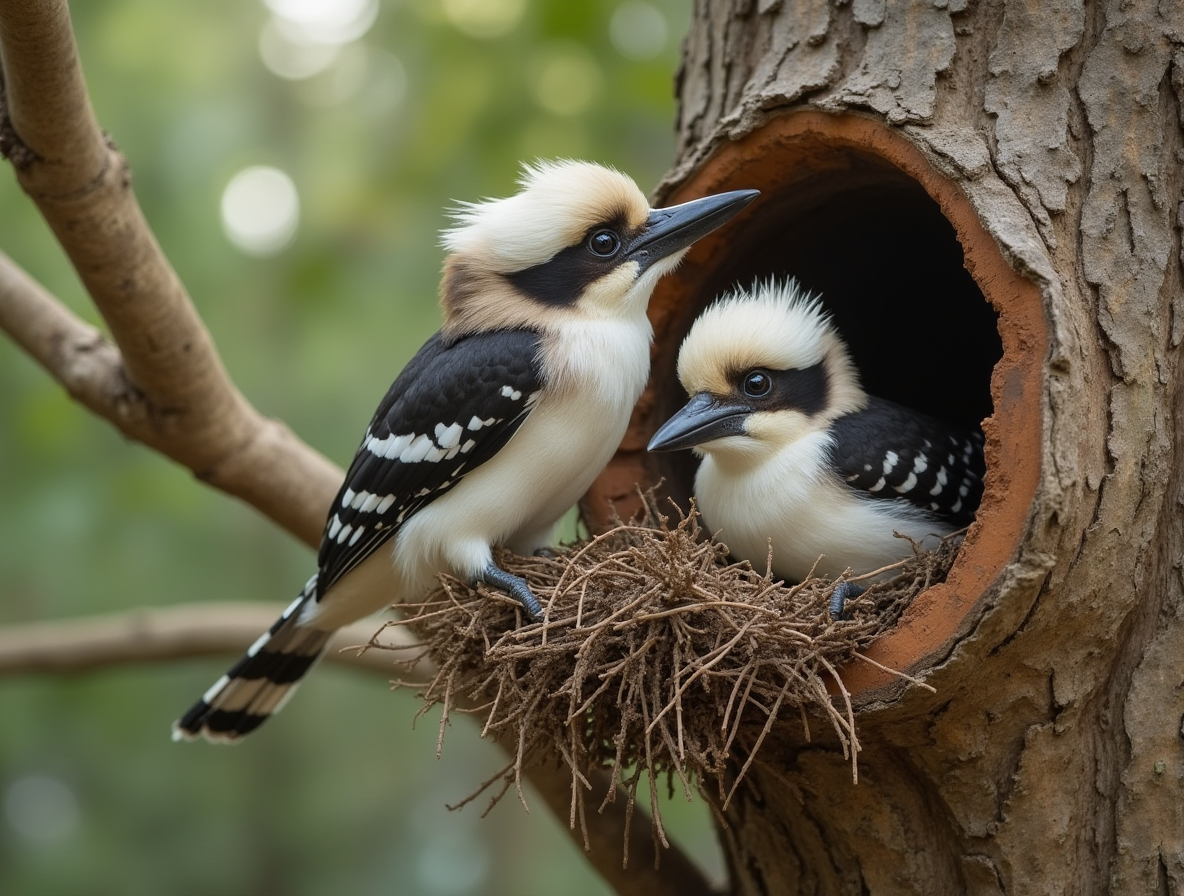 two kookaburras nesting, ludicriously cute
