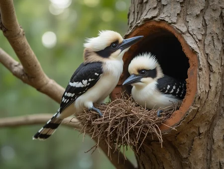 two kookaburras nesting, ludicriously cute
