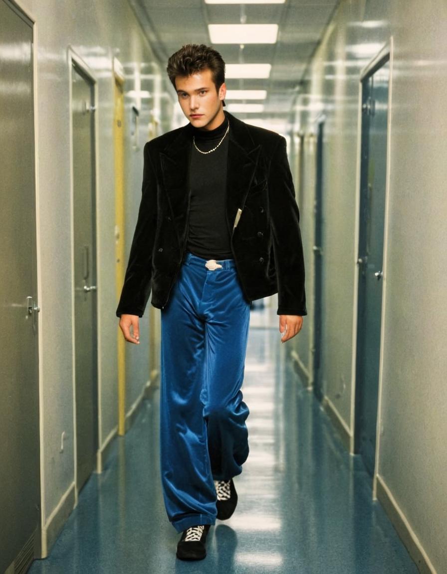 man in a corridor, 90sgum, magazine professional photosession <lora:90sgum_v0.0.2-cap-e30:1>