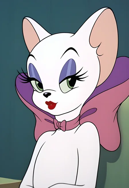 score_9, score_8_up, score_7_up,score_6_up, source_anime,
BREAK
toodles galore, furry, cat, white fut,neck_bow, red lips, makeup, green eyes,  <lora:toodles:1>