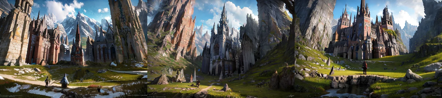 (otherworldly), highly insanely detailed, masterpiece, top quality, best quality, highres, 4k, 8k, RAW photo, epic medieval fantasy, 1boy, bird, fanmou, landscape, mountain, nature, outdoors, ruins, sky, solo, tree, winter, <lora:Fantasy_Mountains:0.7>, epiCPhoto, (fantasy world)