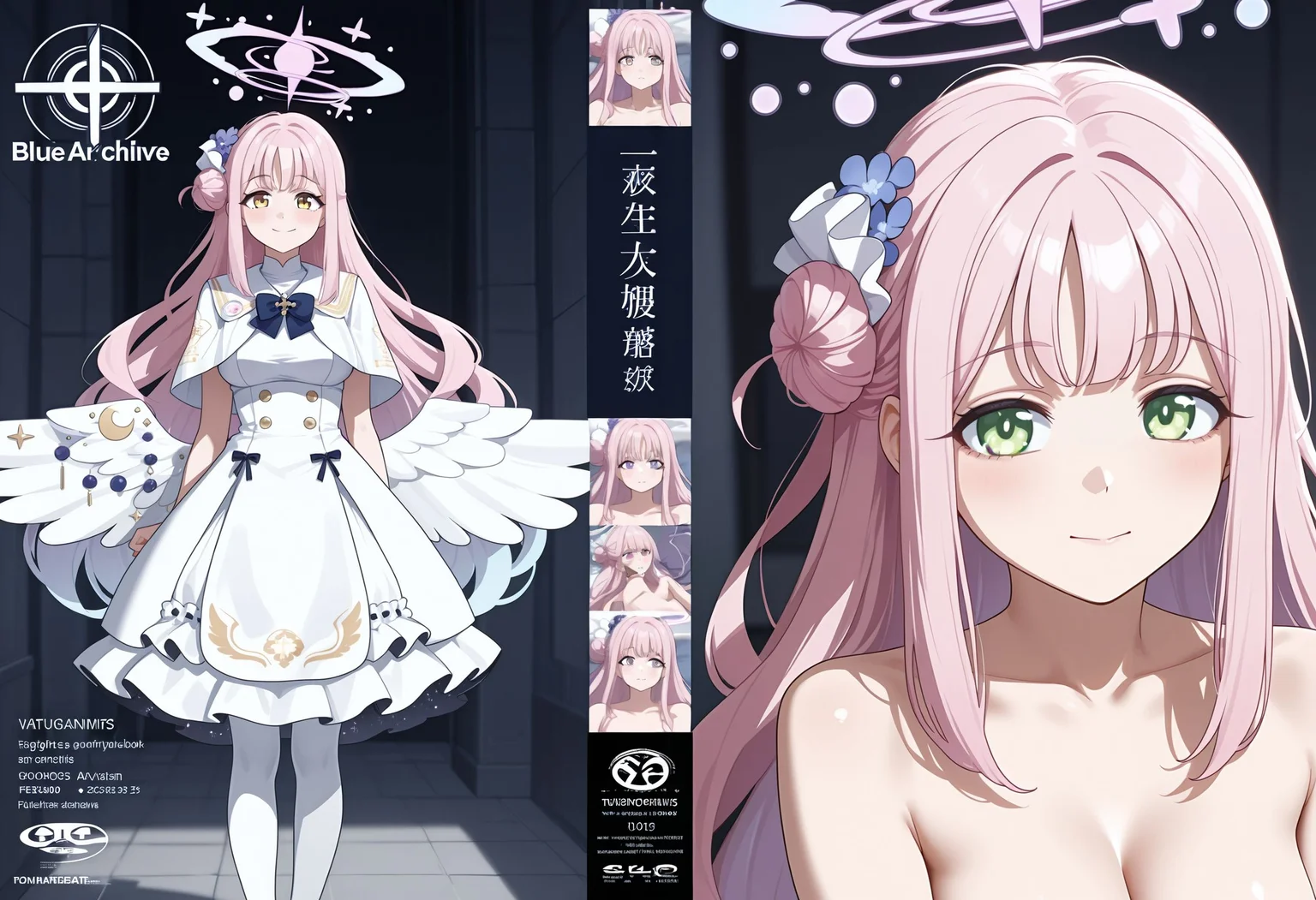 anime, anime coloring,
avcvr, multiple views, multiple girls, cover, cover page, dvd cover, <lora:av_cover_illustrious:0.5>
blue archive,
nude,
english text,