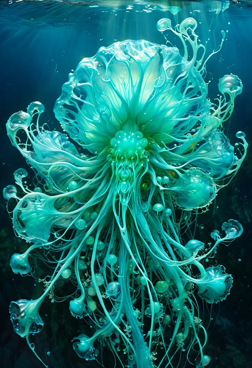 (by Ellen Jewett:1.5), (Bioluminescent Impressionism, organic radiance, bioluminescent blue jelly like alien princess turquoise veins intricated and delicate, luminous brushstrokes, ethereal landscapes, biotech emotion:1.3) <lora:xl_more_art-full_v1:0.5> <lora:add-detail-xl:1> <lora:RMSDXL_Creative:2>