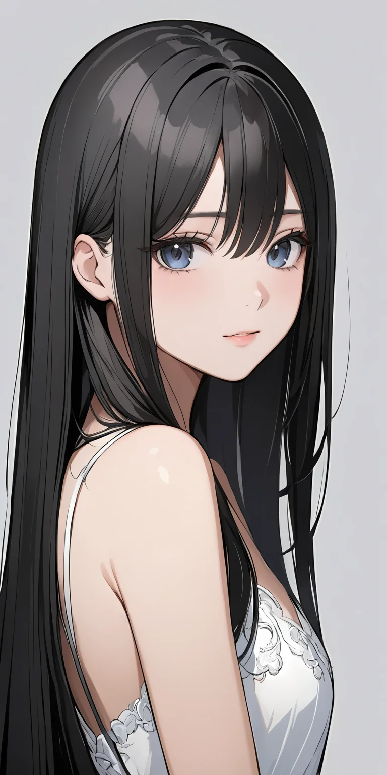 (masterpiece,ultra-detailed,best quality,8K,illustration:1.2),cute face,clean skin ,shiny hair,girl,ultra-detailed-eyes,simple background, <lora:add-detail-xl:1> <lora:straight hair_XL_V1.0:1> straight hair,black hair,