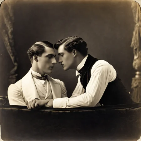 gay romance novel cover by Eugene Atget