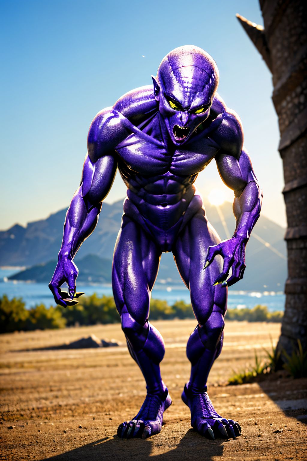 (Realisitc:1.5) Pink and purple alien man monster, <lora:EdobAlienMonsterMale_v1.0:0.8>