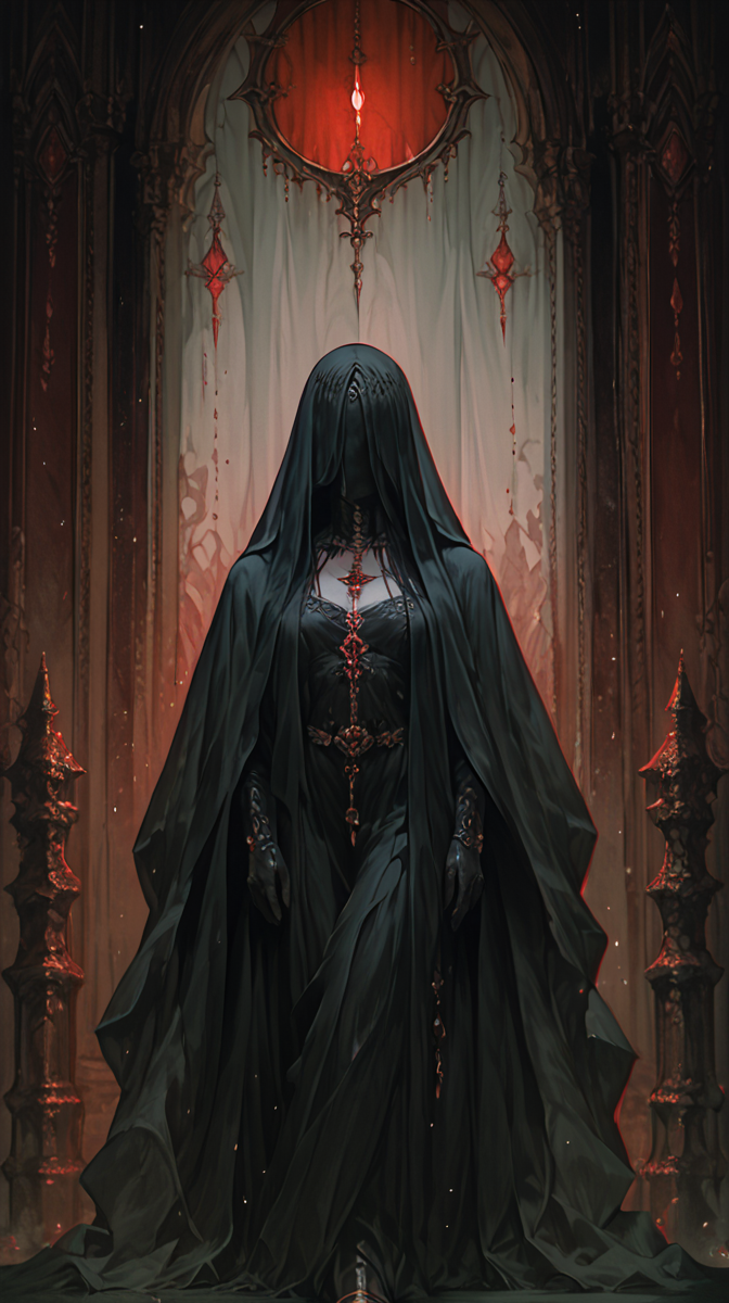 score_9, score_8_up, score_7_up, score_6_up, phantom, pale skin, girl outlines, black clothes, closed clothes, eyes covered by cloak, dark atmosphere, red shades background, indoors, detailed, <lora:ph4nt0m01lXLP:0.7> <lora:r3dgl0wXLP:0.6>