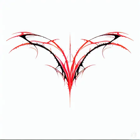 red details, abstract design, dots, arrow, dirt, design for chest, heart