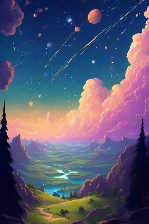 masterpiece high quality
<lora:PE_ToonLand:1> PEToonLand
galaxy,stars,planets,meteor shower