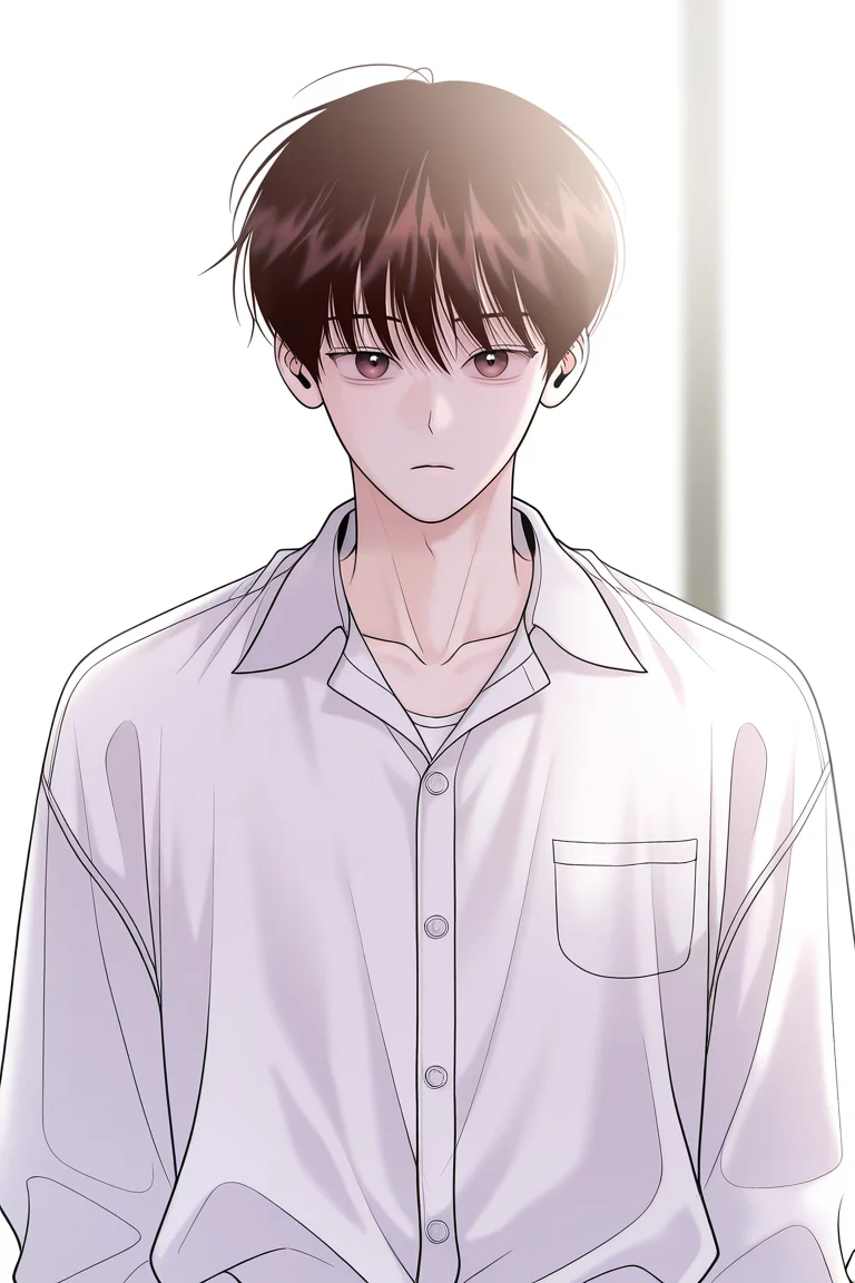 masterpiece, best quality, amazing quality, very aesthetic, high resolution, ultra-detailed, absurdres, newest, scenery, volumetric lighting, depth of field,anime screencap, , , 1boy, solo, male focus,<lora:yoil:0.93>,won yo il,dark brown hair,brown eyes,short hair,looking at viewer,shirt, expressionless,closed mouth, white shirt, upper body, collared shirt,collarbone,buttons,white background