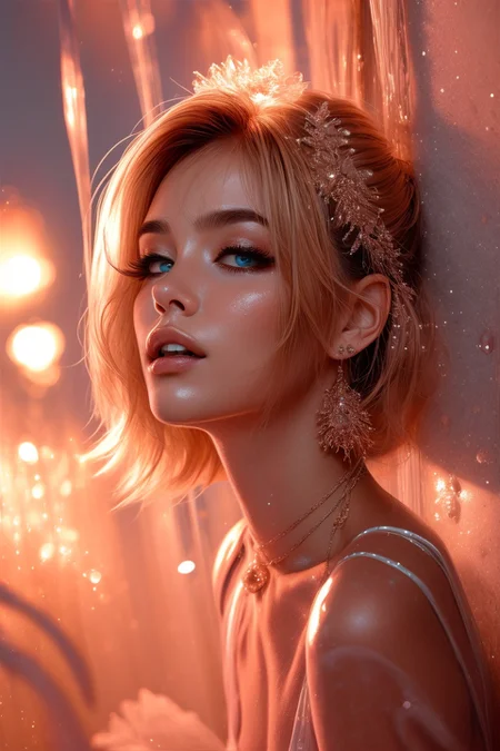 (masterpiece), ((dof)), 4k, 8k, hdr, stunning details, best quality, sharp_focus, elegant, gold and opal and peach color scheme, hyperrealism, fantasy,
halation, bloom, (beautiful reflections), ((beautiful refractions)), subsurface_scattering, ((heat haze)), breathtaking atmosphere, enlightening experience, enchanting vision, feeling of embracing warmth, ambient occlusion, ray tracing, plants,
(SOLO), a gorgeous woman as a beautiful goddess, epitome of beauty, stunning visuals, perfect face, detailed face, perfect body, full body, translucent_iris, detailed and mesmerizing eyes, beautiful eyelashes, arched_eyebrows, lushious_hair, perfect_collarbones, (assassins creed style:0.8) (symmetry:1.1) , ((portrait of floral:1.1)) ,
luxurious jewelry, waterwall_background, ((water cascading down the walls)), bedroom_eyes, sleepy_eyes,
small_perky_breasts, <lora:breastsizeslideroffset:0.0>
<lora:1dk:0.8> 1dk <lora:add_detail:0.8> <lora:AGF:0.8> agf, wearing agf <lora:mdyueliang:0.8> CR1.3 <lora:43stl1ght1ngXLP2:0.8> 43stl1ght1ng, low light, dramatic lighting, darkness, eye lighting, reflection