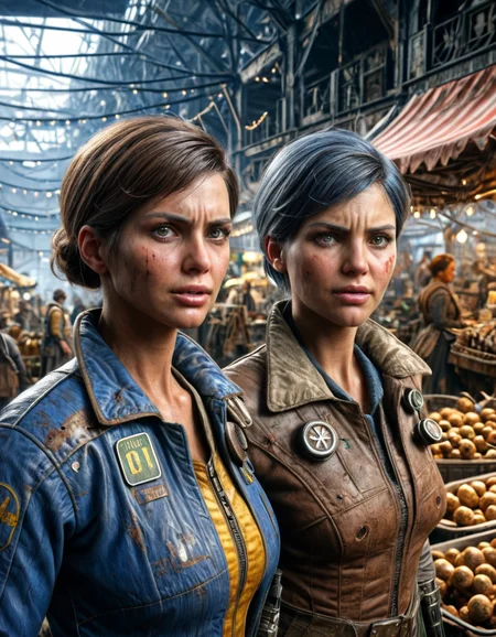 Skin Textures, High Resolution, High-Resolution Image, Cinematic, falloutlora, 2women, market, Professional Photography falloutlora, 2women, market . Studio lighting, sharp focus, high-resolution, lifelike colors, Close-Up falloutlora, 2women, market . Detailed macro perspective, highly detailed, high-resolution, intricate textures
