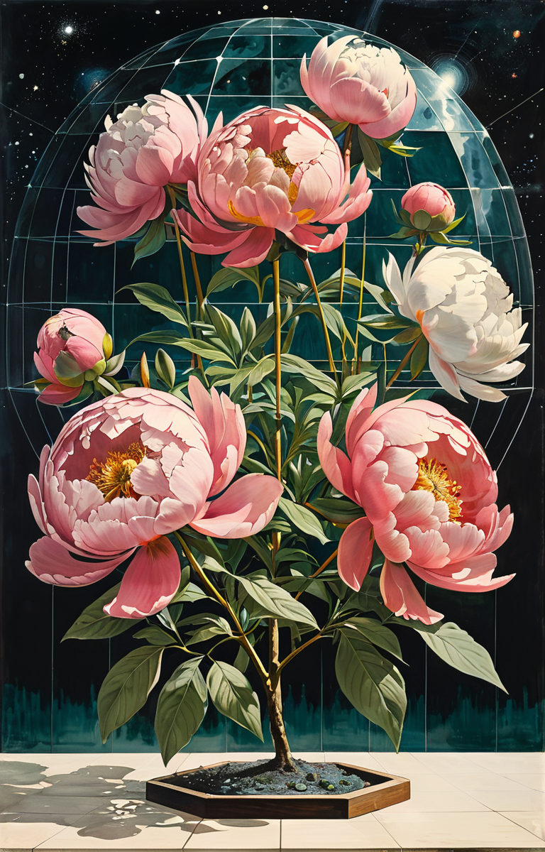 masterpiece,best quality,<lora:tbh367-sdxl:0.6>,illustration,style of Buckminster Fuller
 decaying peonies
