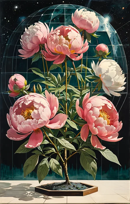 masterpiece,best quality,<lora:tbh367-sdxl:0.6>,illustration,style of Buckminster Fuller
decaying peonies