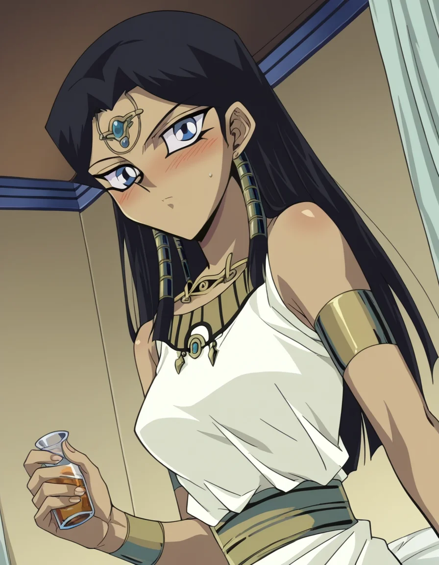 score_9, score_8_up, score_7_up, source_anime,
ishuzuishtar, <lora:ishuzu-ishtar-anime-ponyxl-lora-nochekaiser:1>,
ishuzu ishtar, blue eyes, dark skin, dark-skinned female, black hair, egyptian,
dress, jewelry, armlet,
indoors, bed, bed room, on side, blush, drunk,
looking at viewer, dutch angle, cowboy shot,