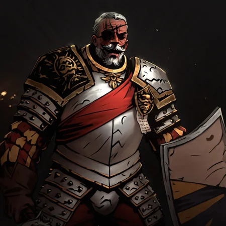 masterpiece, best quality, newest, absurdres, highres, DD2Style-IL.V1.0, shaded eyes, black eyes,
MAA-V1.1, 1boy, old man, armor, eyepatch, white hair, mustache, facial hair,