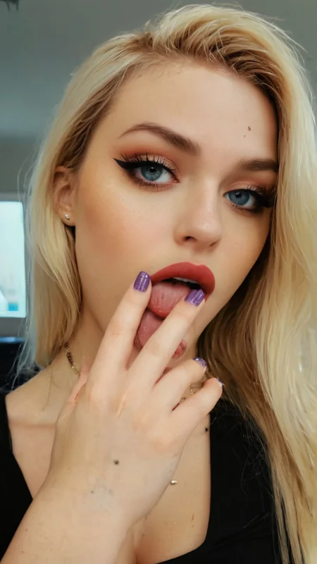 instagram selfie,filter, bad quality, film grain, instagram filter, the most beautiful (american student:1.5) read head, woman, 18 years old,blonde long hair,black lips, blue shiny eyes, goth girl, tattoed, piercings,(gamer girl, nerdy,curvy:1.7), perfect body, big boobs, isabelle, big boobs, (sexy dress:1.3)
perfect hands, without smartphone,
many details, extreme detailed, full of details,
Wide range of colors., Dramatic,Dynamic,Cinematic,Sharp details
Insane quality. Insane resolution. Insane details. Masterpiece. 32k resolution.
<lora:add-detail-xl:0.95>
<lora:4ltb4b3s-woman_128_64_LR1_batch1:0.2> 4ltb4b3s, woman
<lora:Fingers_And_Tongue_-_By_DICE:0.6> (V Fingers, Tongue out, Tongue between fingers:1.3)
<lora:PerfectEyesXL:0.6> blue eyes, perfecteyes, (shiny blue eyes:1.2),