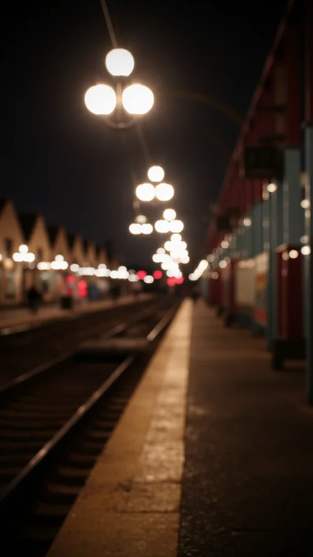 photograph, knee level shot of a Wily Train station, Catholicpunk, Long exposure, compact camera, Depth of blossoms 270mm, Pointillism, bokehmachine
