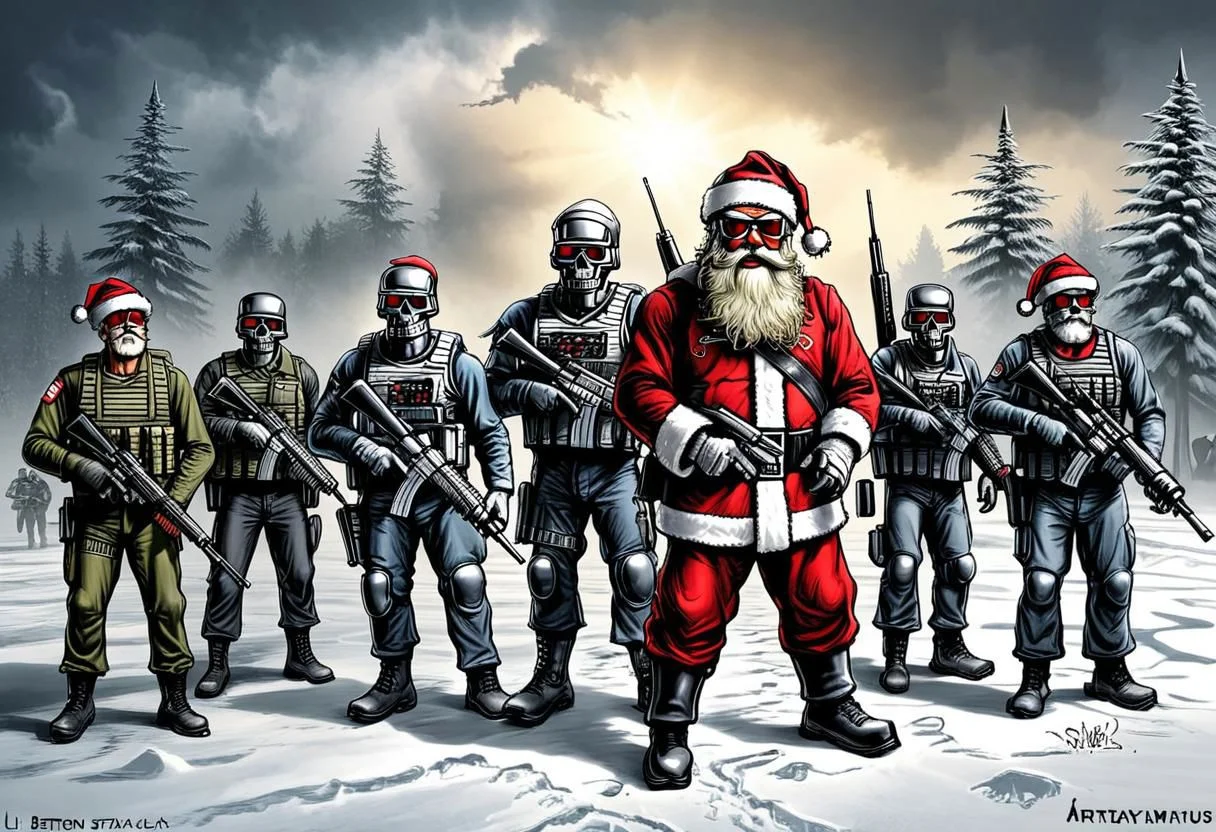 terminator santa claus army art by llbreton