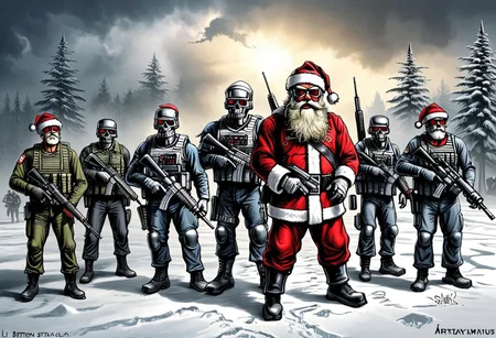 terminator santa claus army art by llbreton