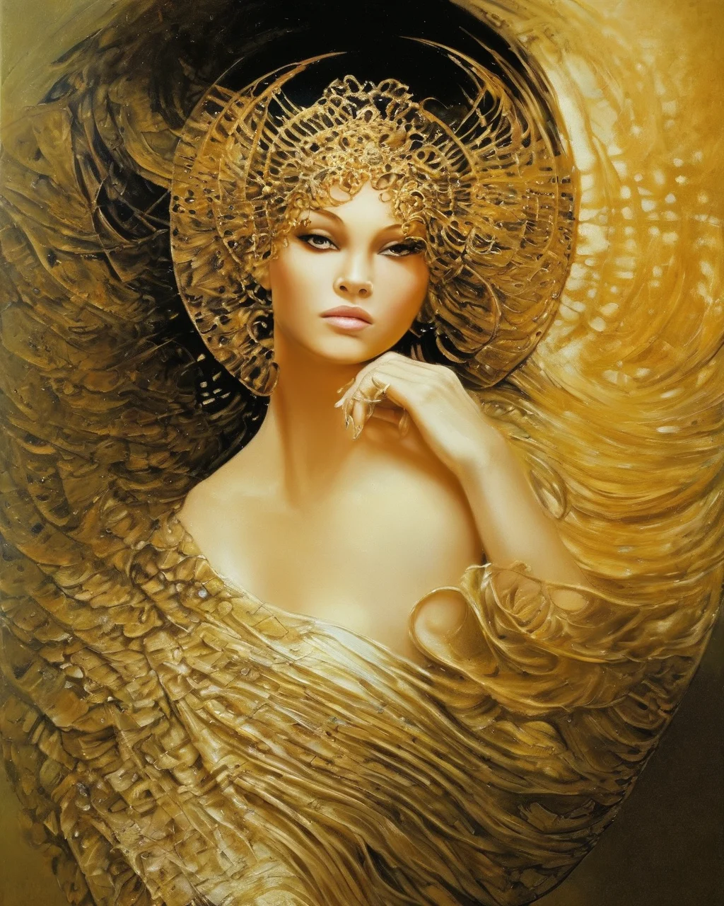Pokémon style <lora:FF-Style-KAROL-BAK.LORA:1> a painting of a woman in a golden dress, style of karol bak, karol bak uhd, amano and karol bak, by Karol Bak, inspired by Karol Bak, style of donato giancola, karol bak and peter mohrbacher, yoshitakka amano karol bak, michael whelan and karol bak . Vibrant, cute, anime, fantasy, reminiscent of Pokémon series