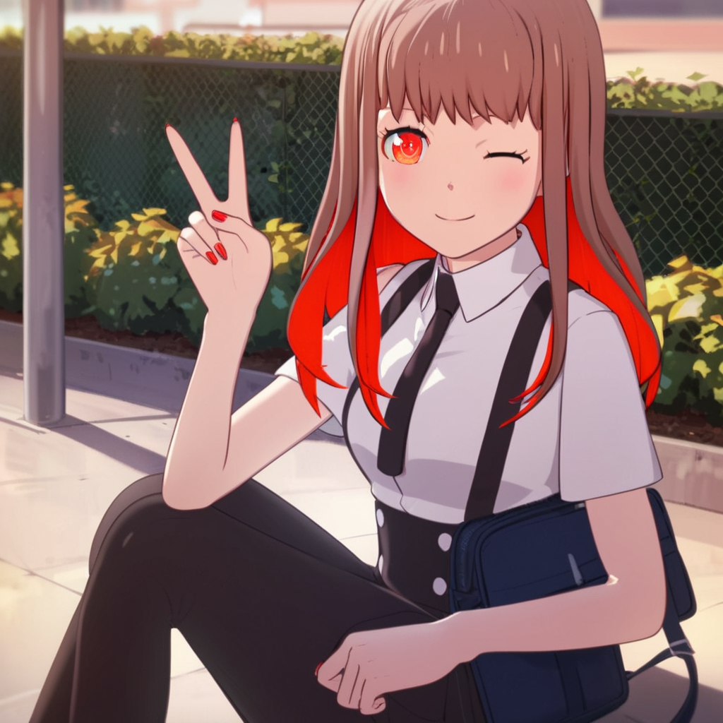 score_9, score_8_up, score_7_up, score_6_up, score_5_up, score_4_up, source_anime, , Honoka, sitting, wink, smile, peace sign