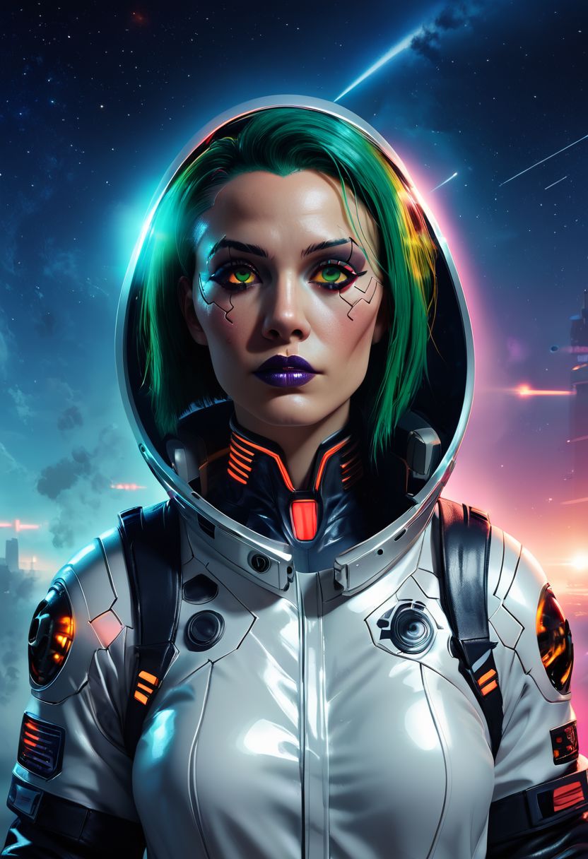 score_9, score_8_up, score_7_up,  cyberpunk style, 1girl, extremely beautiful woman, wearing a vibrant neonpunk spacesuit, petite, exploring city, atmospheric perspective, fog, sunbeam,  no characters, space ship, control panels, buttons