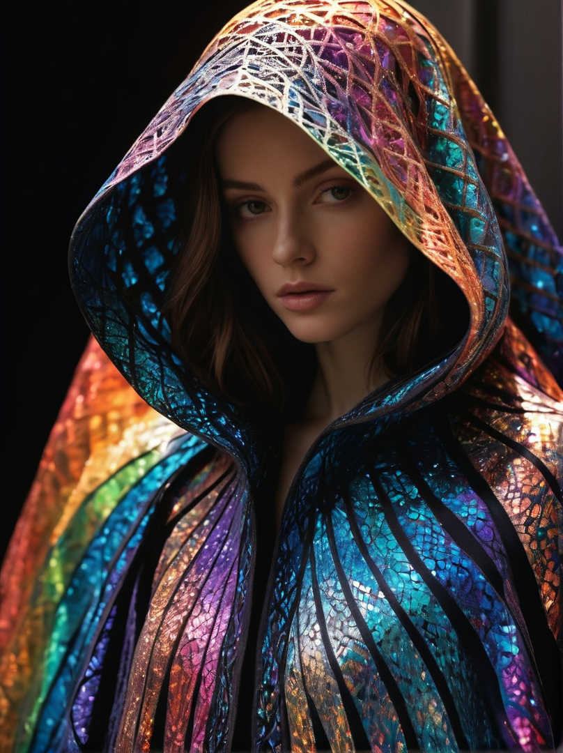 Shimmer: A figure who appears as if made of refracted light, bending into a spectrum of colors when they move. Shimmer can hide objects or people by enveloping them in a prismatic cloak of invisibility.
,Aestheticism
,zentangle