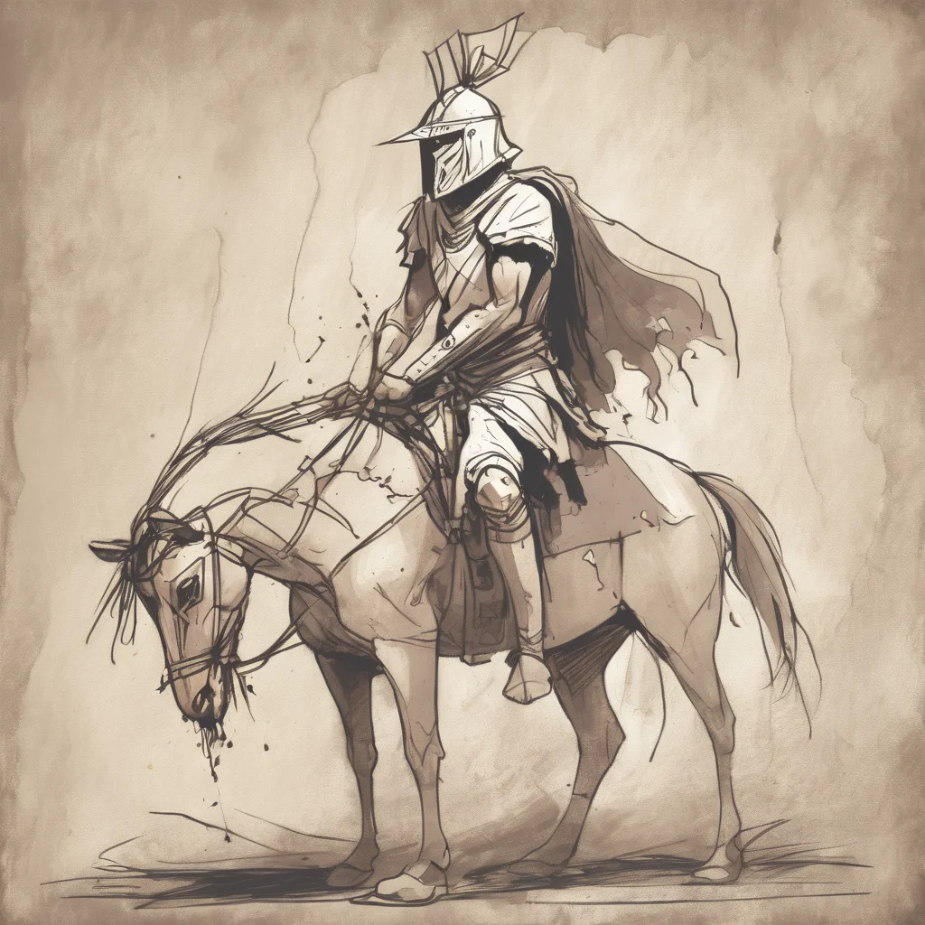 sketch, an ancient warrior, on his horse, his legs injured, torn cloth, bleeding on his forehead, broken mask
<lora:sketch_style:1>