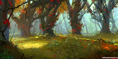 oak trees covered in vines, a close up of oak trees, oak trees, a dense forest, oak trees, vines, oak trees, thicket, a forest, a magical serene forest with large oak trees, (PaintStyle4:0.4)