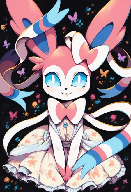 score_9, score_8_up, score_8, sylveon girl, human girl version ,pink hair,ribbons,white skin,solo,add detailed eyes,soft pastels,
ncpy13 style,pastels drawing,looking at viewer, dress,