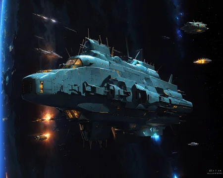 best quality,masterpiece,highly detailed,ultra-detailed,
(logh spacecraft, space_battleship   look like submarine u2,  science fiction , scifi :1.1)   in orbit earth \(planet\), starry sky, nebula, beam,laser,glowing engin,
<lora:LOGH:0.6>