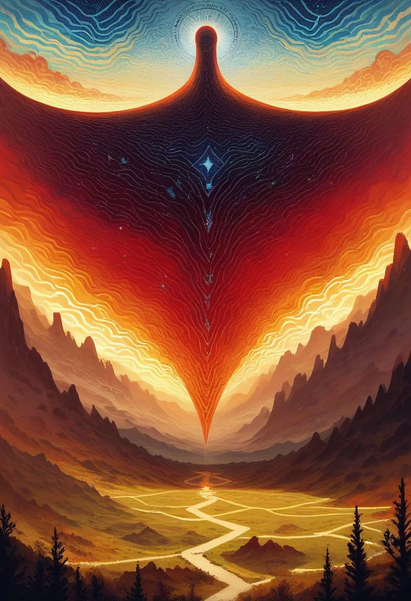 score_9, score_8_up, score_7_up, psychedelic perspective of the inside of your mind, Nexus, Ethereal, Serenity, Equilibrium, Euphoria, Enigma, Cascade, Reverie, Synchronicity, Transcendence,
, landscape,