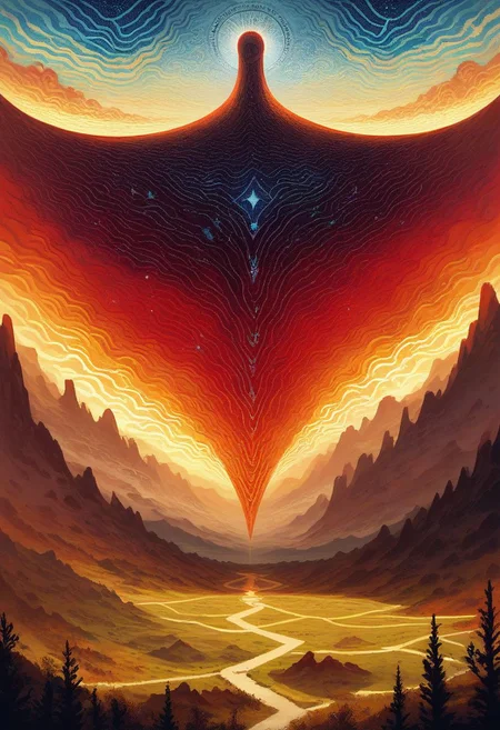 score_9, score_8_up, score_7_up, psychedelic perspective of the inside of your mind, Nexus, Ethereal, Serenity, Equilibrium, Euphoria, Enigma, Cascade, Reverie, Synchronicity, Transcendence,
, landscape,