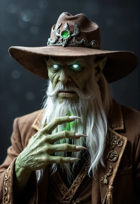 <lora:necrophos_v1:0.8>necrophos_v1, 1boy, game,
glowing,
pointy ears,
colored skin, green skin,
facial hair, long white beard,
glowing eyes, white eyes, no pupils, blank eyes,
hat,
old, old man,
sharp fingernails,, score_9, score_8_up, score_7_up, score_6_up, derpibooru_p_95,
detailed eyes, beautiful, detailed background, perfect eyes,
solo,
blur censor, blurry, blurry background, blurry foreground, bokeh, motion blur,
chromatic aberration, depth of field, figure, focused, focus
photography, realistic sun light and shadows, photorealism, UHD --ar 9:16 --style raw --stylize 700,