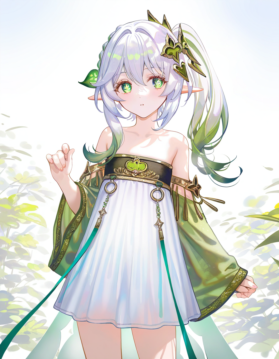 1girl,simple background,white background,hanfu,cowboy shot,alternate costume,nahida \(genshin impact\),<lora:hanfu-000018:1>,, bare shoulders, masterpiece, best quality, very aesthetic, absurdres,newest, incredibly absurdres,, 8k,best quality,masterpiece,(ultra-detailed),(high detailed skin),((artist:reoen),(artist:fuzichoco),(artist:atdan),(artist:torino_aqua),year 2024:0.8),[artist:wlop],[artist:ningen_mame],artist:ciloranko,[[artist:rhasta]],artist:tidsean,colorful,
