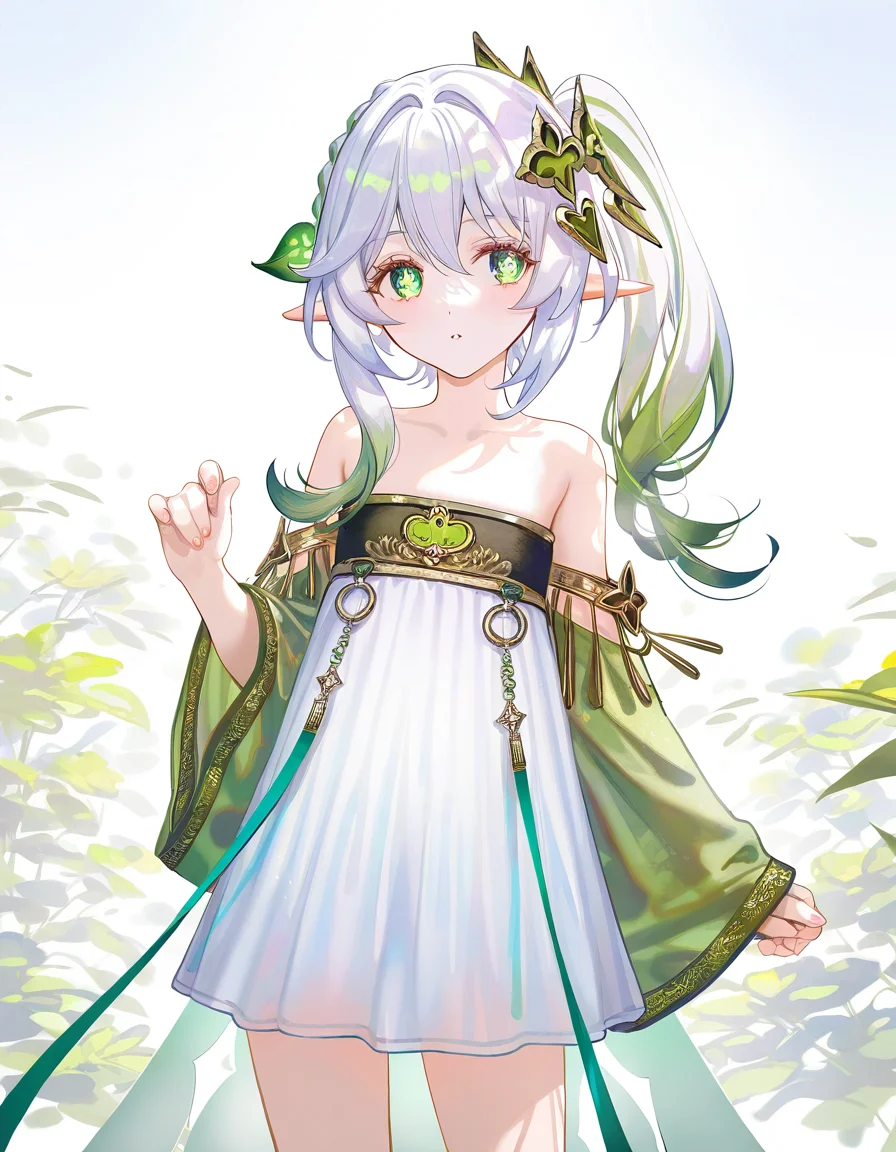 1girl,simple background,white background,hanfu,cowboy shot,alternate costume,nahida \(genshin impact\),<lora:hanfu-000018:1>,, bare shoulders, masterpiece, best quality, very aesthetic, absurdres,newest, incredibly absurdres,, 8k,best quality,masterpiece,(ultra-detailed),(high detailed skin),((artist:reoen),(artist:fuzichoco),(artist:atdan),(artist:torino_aqua),year 2024:0.8),[artist:wlop],[artist:ningen_mame],artist:ciloranko,[[artist:rhasta]],artist:tidsean,colorful,