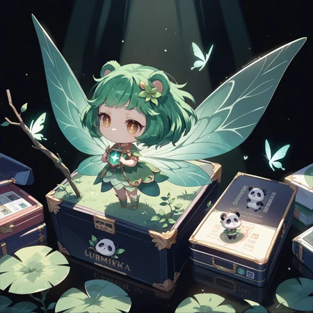 score_max, (score_9, score_8_up, score_7_up:1.2), score_6_up,
, masterpiece, absurdres, high detail, 8k, (no humans, object focus:1.4),
black background, spotlight, (display case:1.2), nature, biome,
floating, chibi, rutika, fairy wings, stick, panda
<lora:XL_Pony_gomaotsu-lucchica-t2:1>