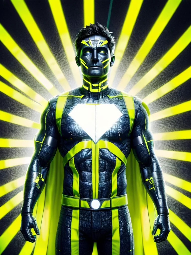 ral-reflectivest superhero, radioactive body glow, ral-reflectivest flag background, god rays from above, full body shot, ral-reflectivest <lora:ral-reflectivest-sdxl:1>