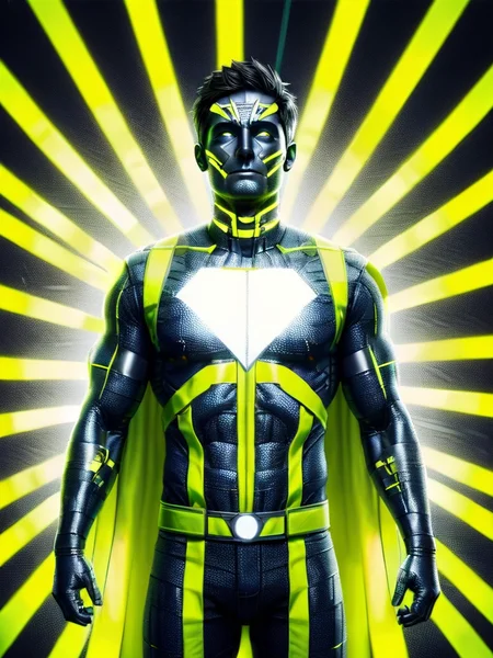 ral-reflectivest superhero, radioactive body glow, ral-reflectivest flag background, god rays from above, full body shot, ral-reflectivest <lora:ral-reflectivest-sdxl:1>