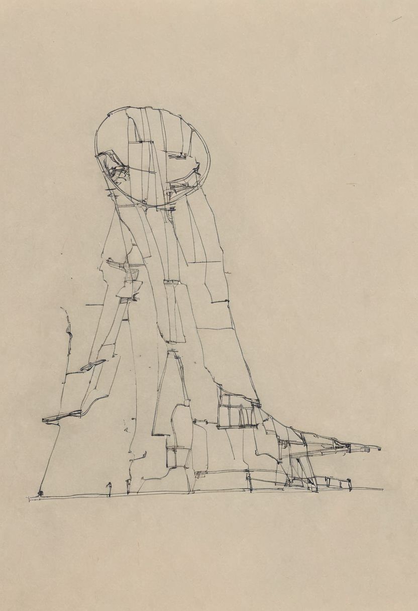 a professional hand sketch of architecture,
(POV view , DOF, first people view from the entrance, low angle shot:1.4),
(Ancient civilization, Alien Prometheus movie scene, dune movie scene:1.5), (The colonial city of the future, in the mist-filled Grand Canyon, on an unknown Earth-like planet, 2 moon on sky, Spaceship flight connects colonies, waterfulls:1.3), (Machu Picchu, a mountain settlement, incredibly spectacular:1.2), (Mario Botta:1.3), (avant-garde, future, reality, science fiction, photorealistic), (modern architecture:1.2), White limestone with black granite, fountain, waterfall, landmark, square, path, narrow street,
(Large Files, Ultra Realistic, 8K, 16k, FHD, HD, VFX, Perfect, Photography, composition, Architecture Sales Photography, Architecture Competition, Ultra High Resolution, Cinematography, High Resolution Image:1.1), (dramatic lighting, direct sunlight, ray tracing, clear shadow:1.2),  (real landscape:1.1), (blurred background:1.0), (urban background, more_details) ,
great lighting, extremely detailed, hillscastel, Neo Classic, Architecture sketch