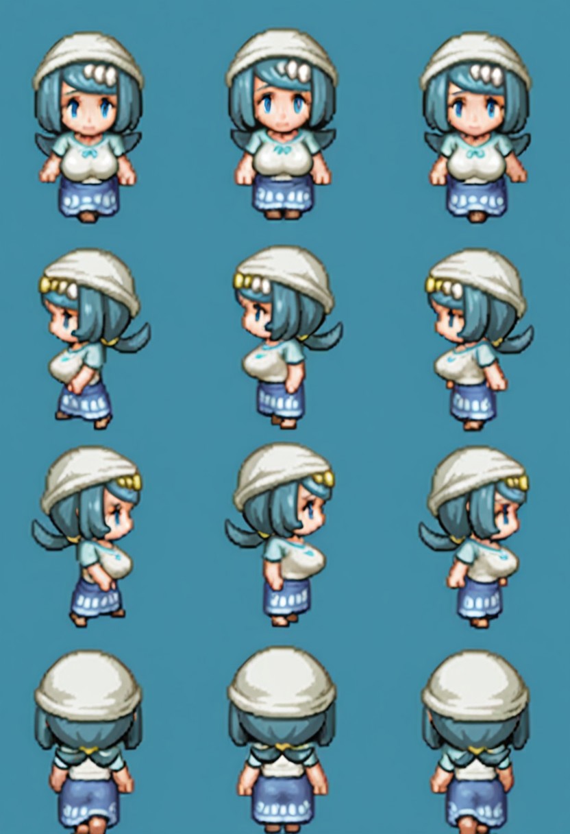 1girl, milf, lana's mother \(pokemon\) huge breasts,
rpgchara, transparent background, multiple views, chibi, reference sheet,