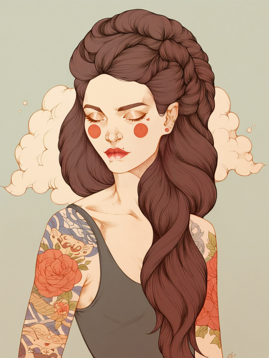 score_9, score_8_up, score_7_up, score_6_up,   <lora:l1zXLP:1> l1z, 1girl, tattoo, solo, long hair,