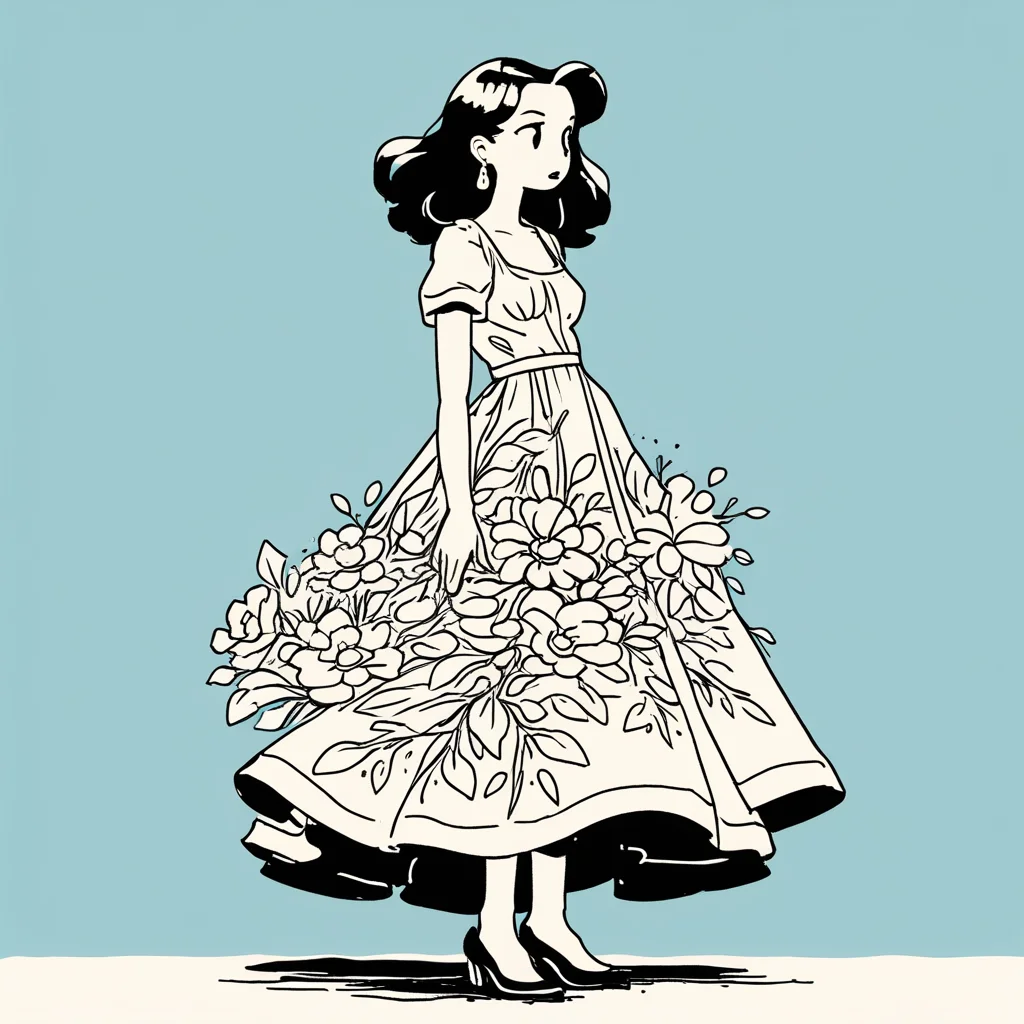 a woman wearing a flower dress