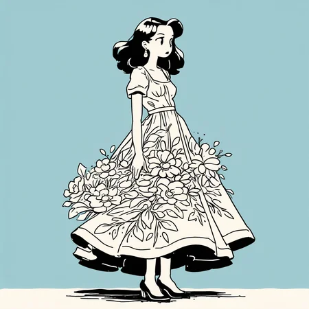 a woman wearing a flower dress