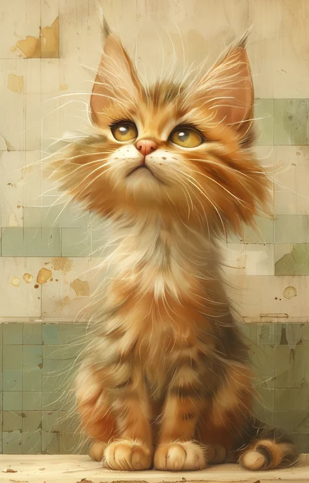 masterpiece,best quality,<lora:tbh159-sdxl:1>,illustration,style of Kestutis Kasparavicius, cute Abyssinian cat