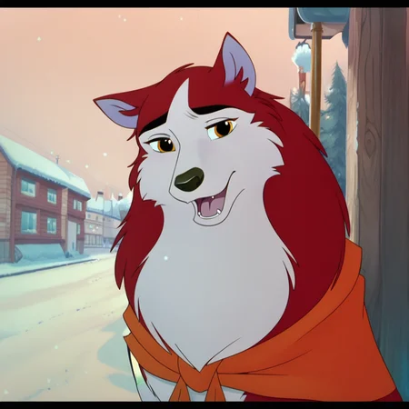 score_9, score_8_up, score_7_up, score_6_up, score_5_up, score_4_up, BREAK, <lora:Jennabalto:1>, 1girl, jenna\(balto\), solo, open mouth, animal ears, outdoors, tree, no humans, fangs, wolf ears, letterboxed, snow, winter, wolf, anime coloring, two tone fur, red fur, canine , amber eyes, neckerchief