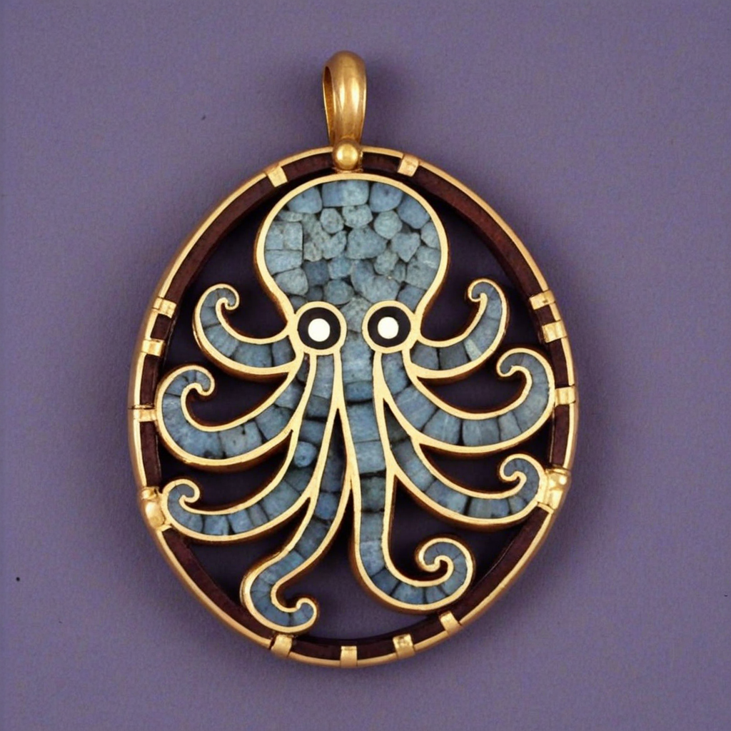 inlay octopus amulet <lora:Anglo-Saxon_Buckles_Clasps_and_Strap_Fittings_XL:1>